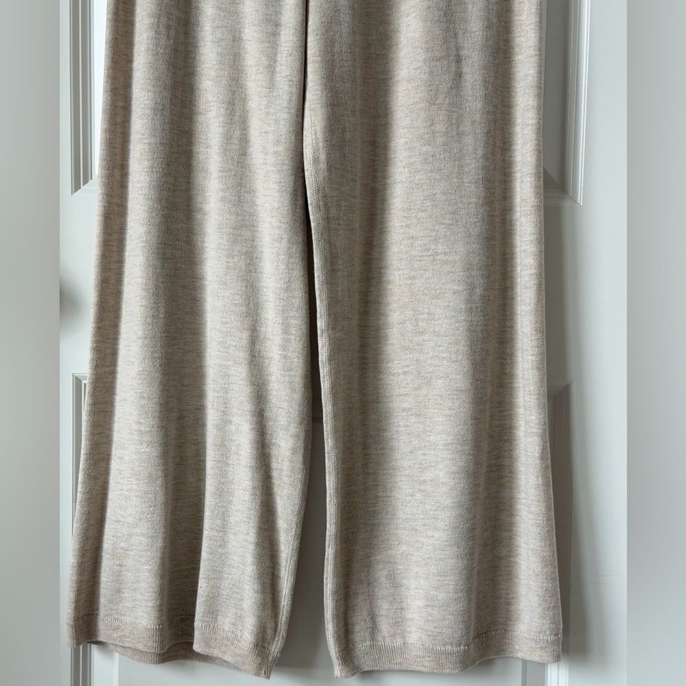 Victoria's Secret Soft Knit Oatmeal Neutral Wide-Leg High Rise Lounge Pants-M - Picture 5 of 15